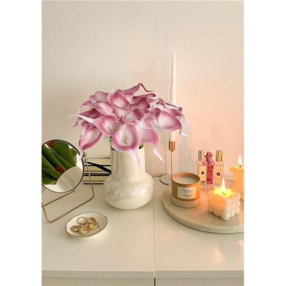 Pink Fake Calla Lily Flowers 24PCS Real Touch Pink Calla Lily Faux Flowers - Picture 4 of 8